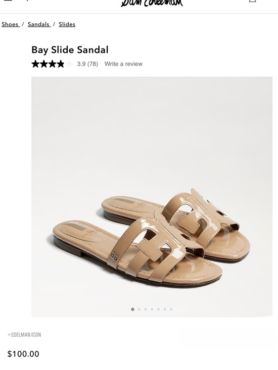 Sam Edelman Shoes - Sam Edelman New York ‘Bay’ Patent Slide Sandals in Almond